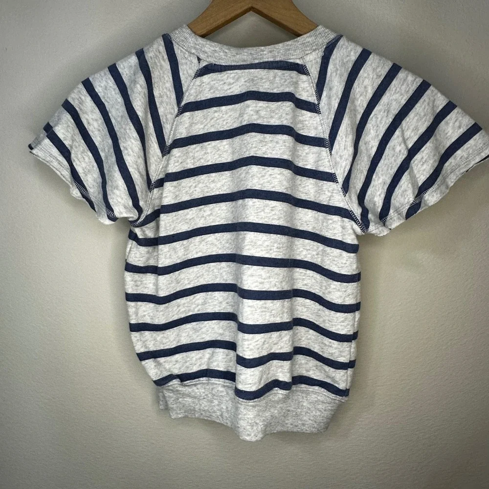 SO Kids Striped Raglan Short Sleeve Sweatshirt Size M‎ 8 Gray Navy Blue Casual